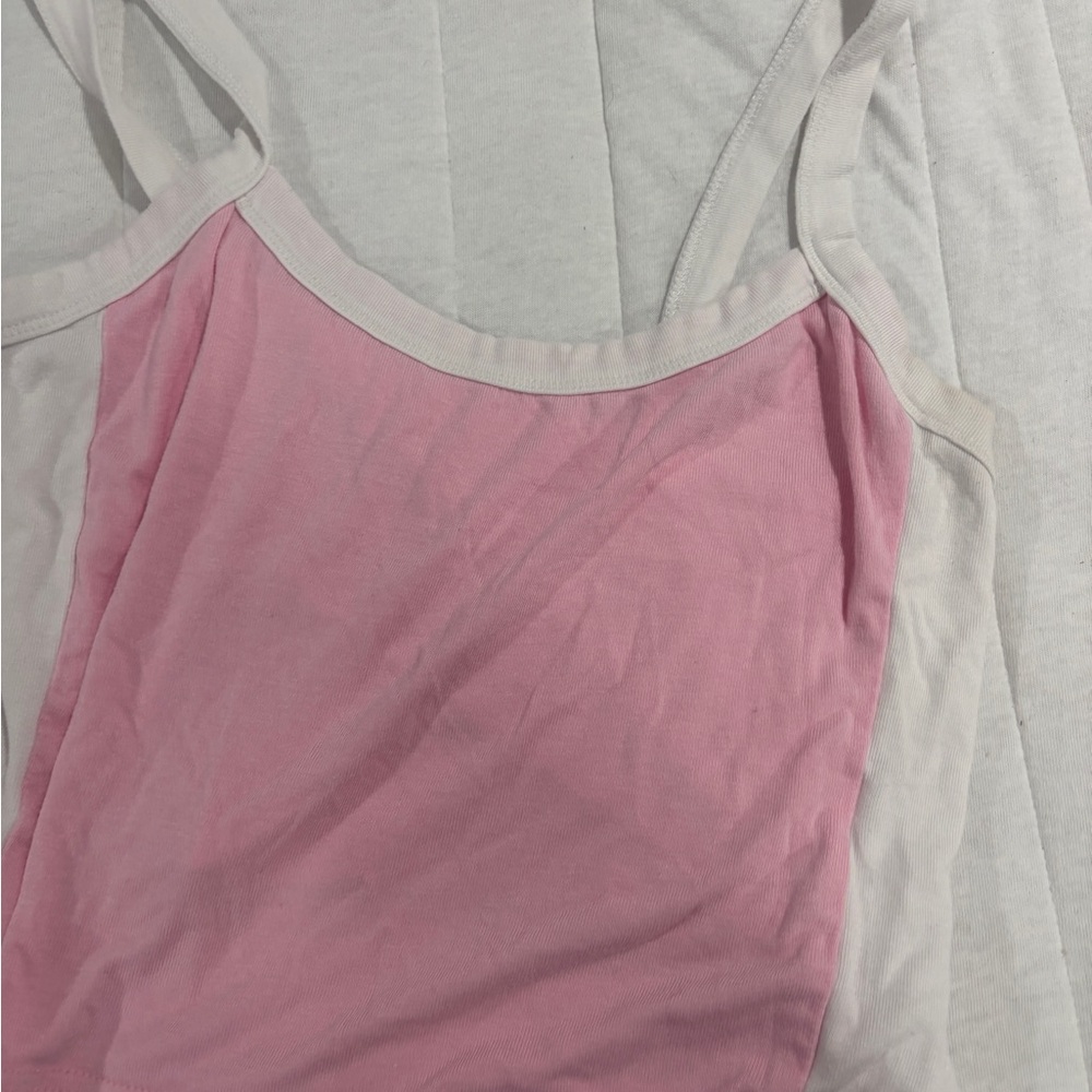 SHEIN Pink and White Crop Top